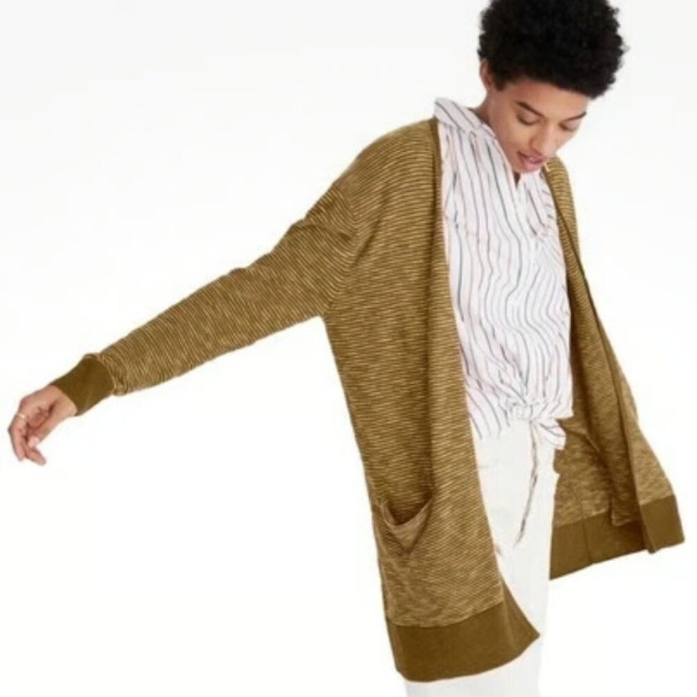 Madewell | Summer Ryder Stripe Cardigan In Spiced Olive G5475 | Size S